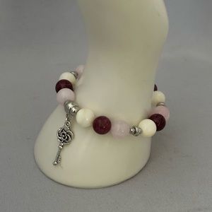 Handcrafted Love Energy stretch bracelet Rose Quartz Garnet Mother of Pearl